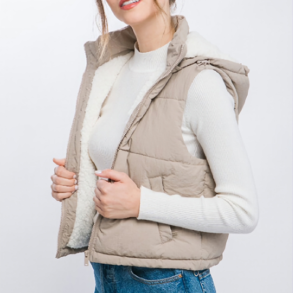 Love Tree Puffer Vest with Fleece Lining